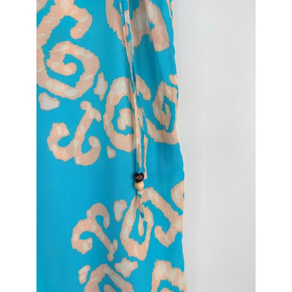 NWT Zara Flowy Printed Wide Leg Pants Womens Large Teal Boho Festival Hippie - Picture 7 of 12